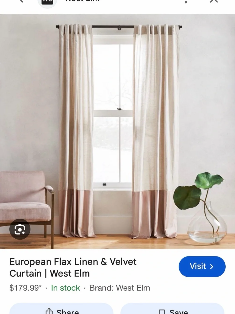 GRAY Linen and Velvet West Elm Curtains (2)